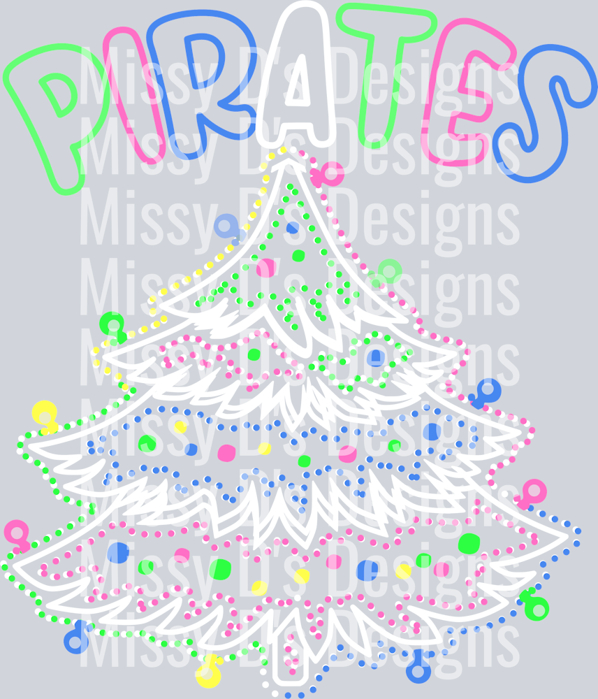 pirates neon white christmas tree