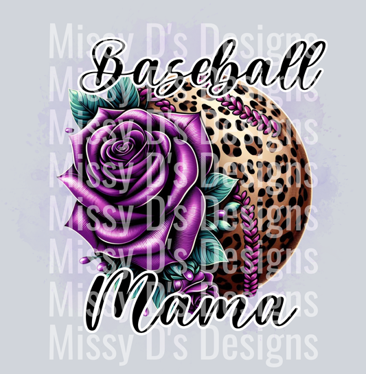 Purple rose baseball mama