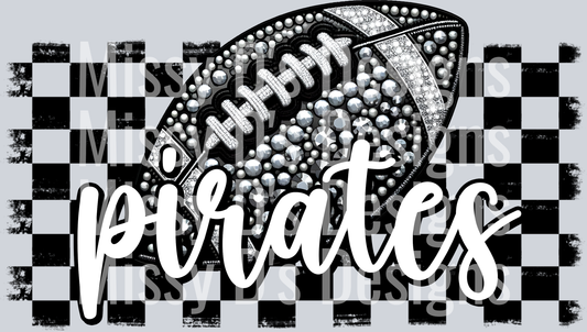football Rhinestone checkered  pirates