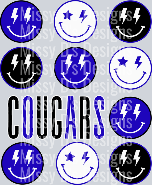 BlackBlueWhiteSmileyFaceCougars