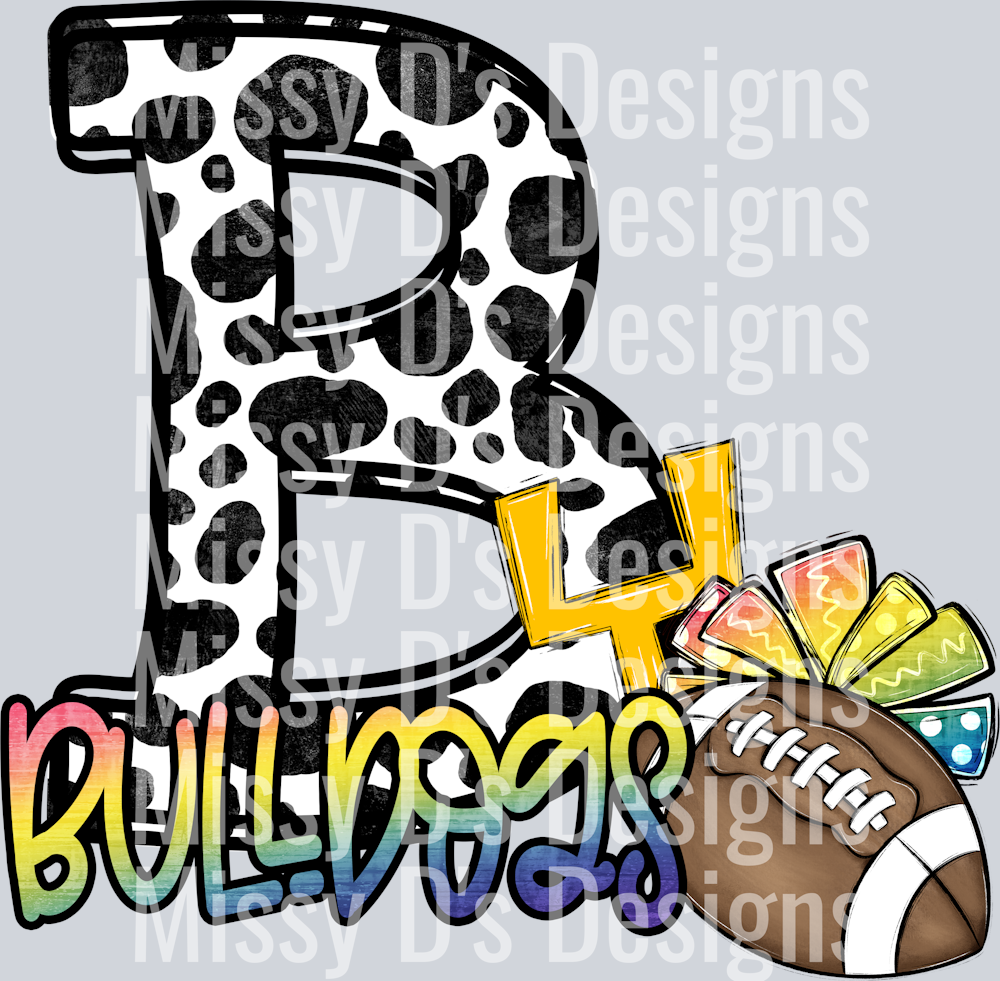Cow Print Letter Rainbow bulldogs