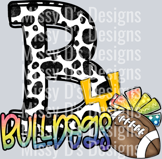 Cow Print Letter Rainbow bulldogs