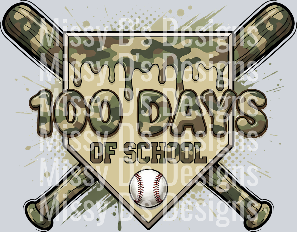 100 days of school camo baseball drip