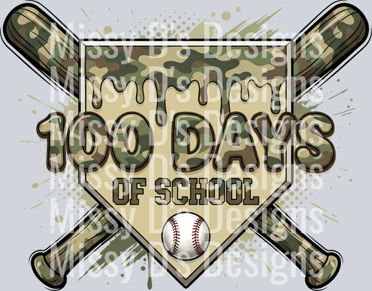 100 days of school camo baseball drip