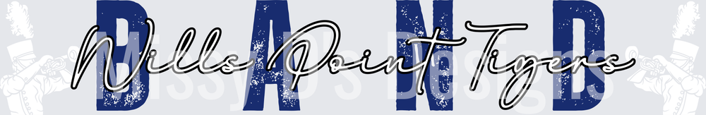 Wills Point Tigers Band Distressed Blue Lettering Design
