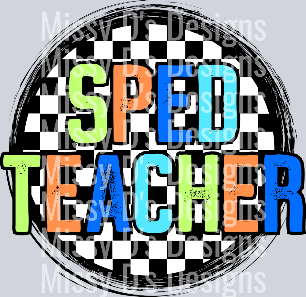 CheckeredCircleOrangeSPEDTeacher