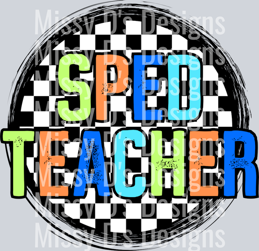 CheckeredCircleOrangeSPEDTeacher