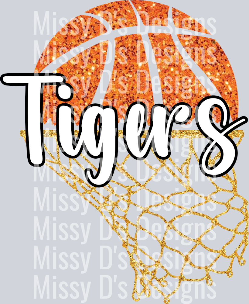 Basketball Net Faux Glitter Tigers