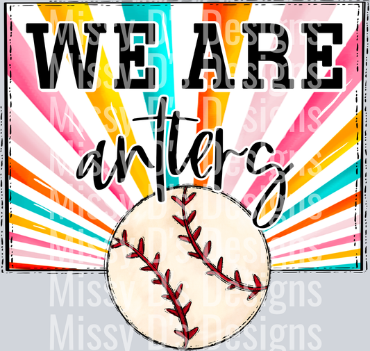 sunburst WE ARE antlers baseball