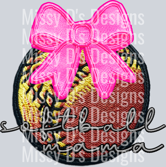 SOFTBALL MAMA COQUETTE EMBROIDERED PATCH