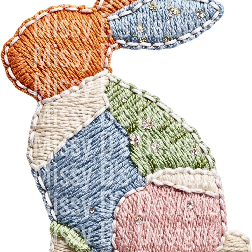 Patchwork yarn easter bunny png