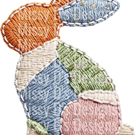 Patchwork yarn easter bunny png