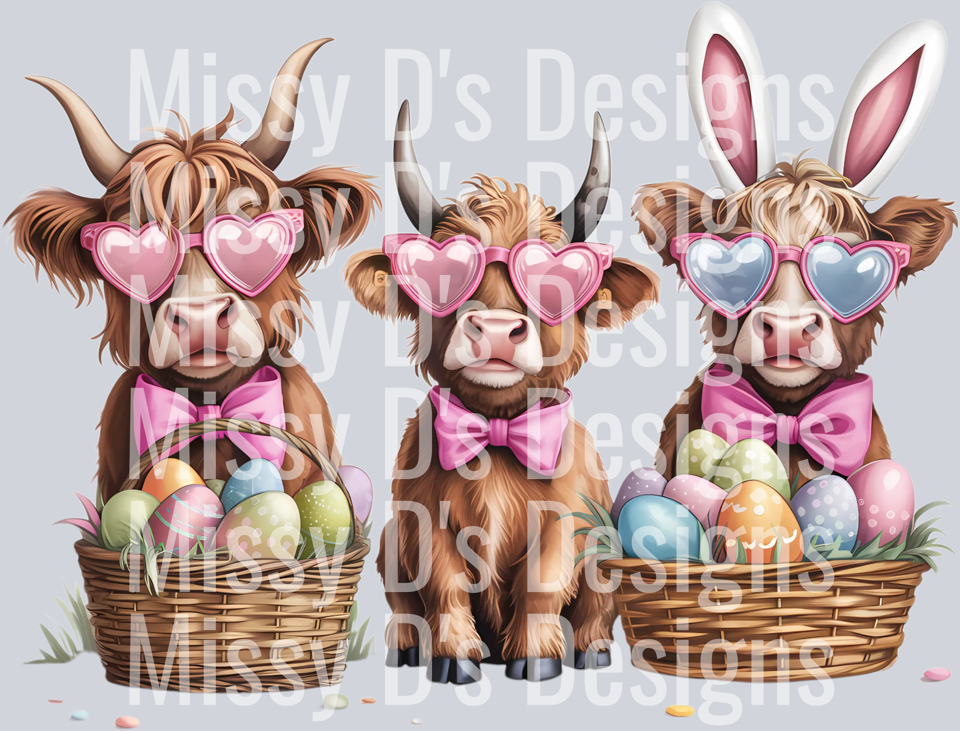 Easter Day Highland Cow PNG