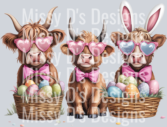 Easter Day Highland Cow PNG