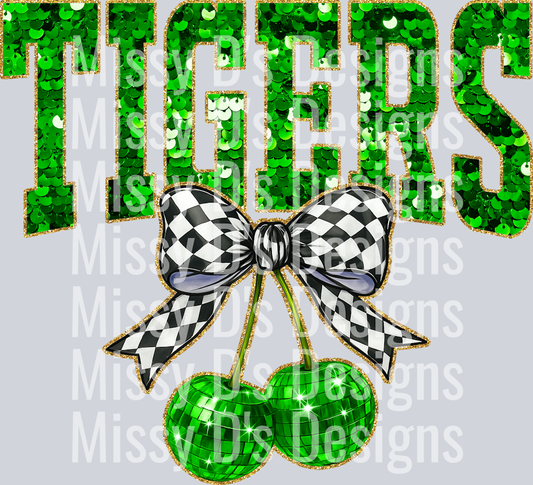 Green Sequin Cherry Tigers