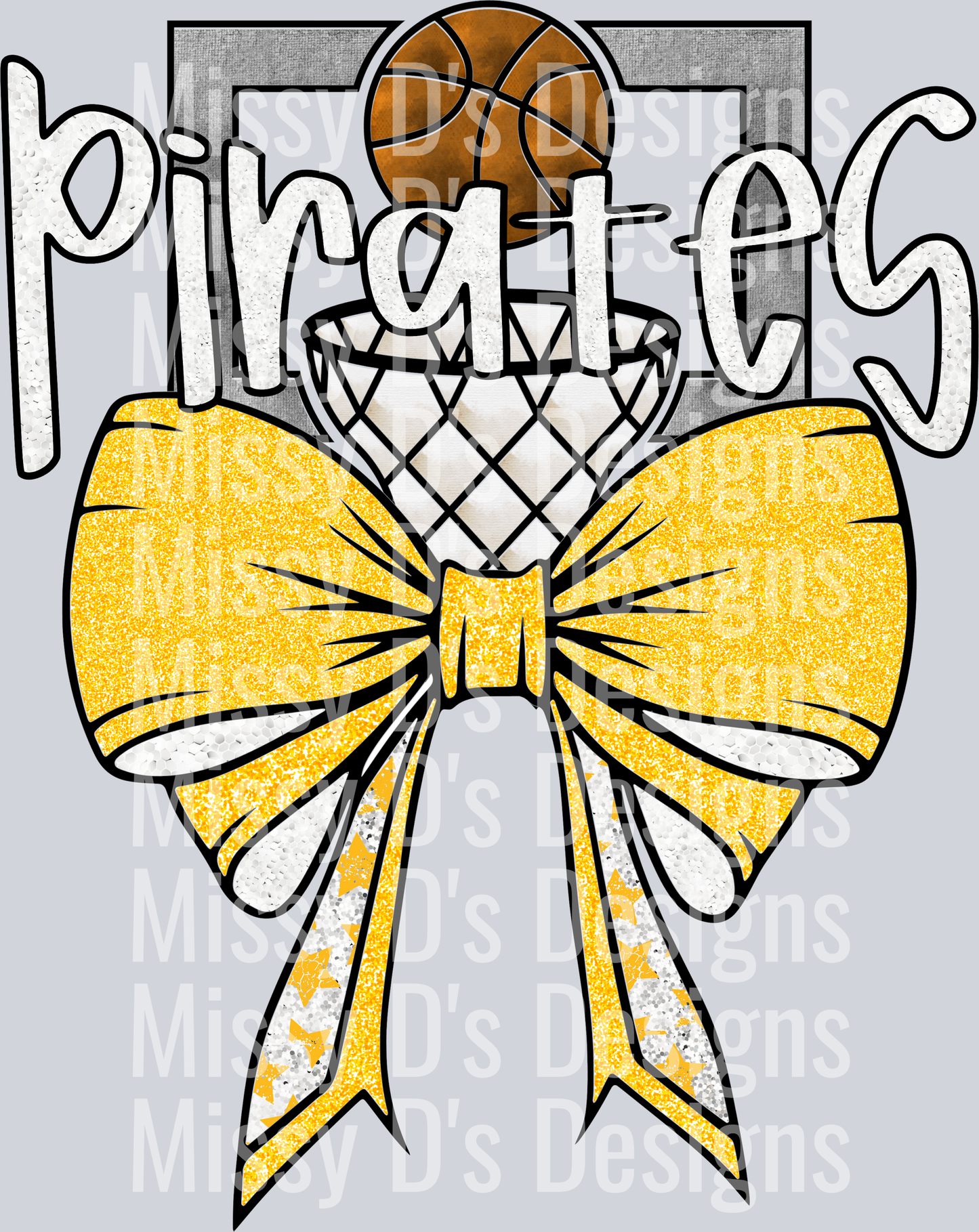 PIRATES gold basketball coquette bow