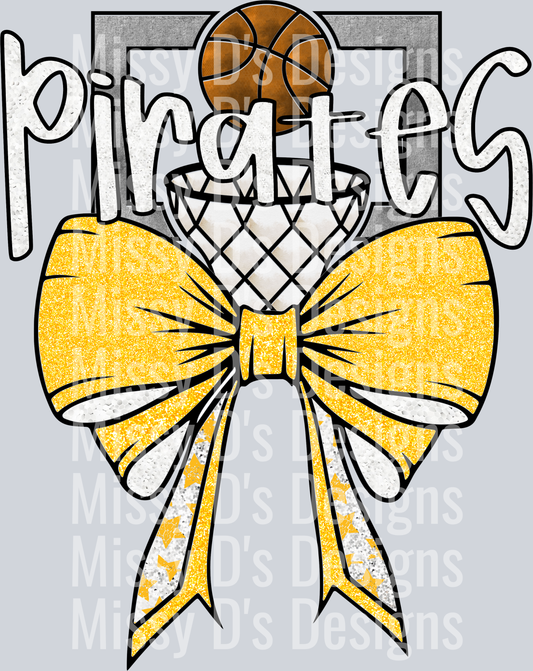 PIRATES gold basketball coquette bow