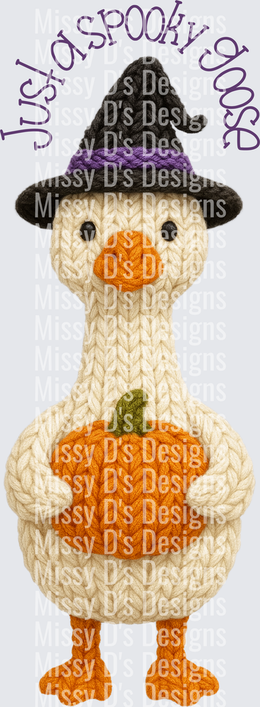 Just A Spooky Goose Knit Halloween Witch Pumpkin Design