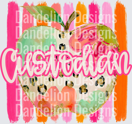 Custodian Floral Leopard Apple Pink Orange Brush Strokes