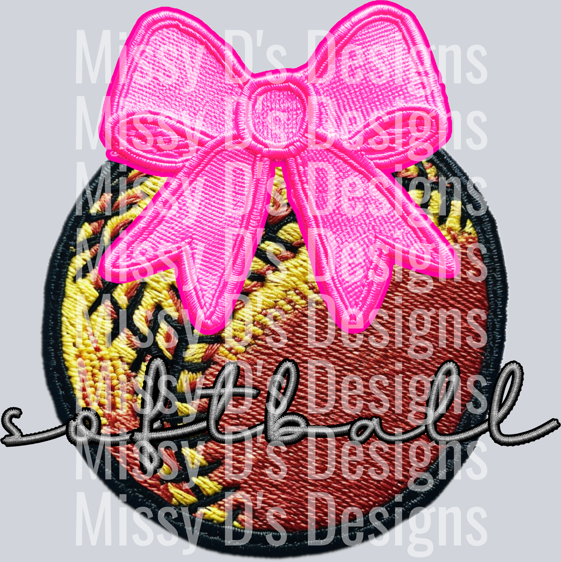 SOFTBALL COQUETTE EMBROIDERED PATCH 2