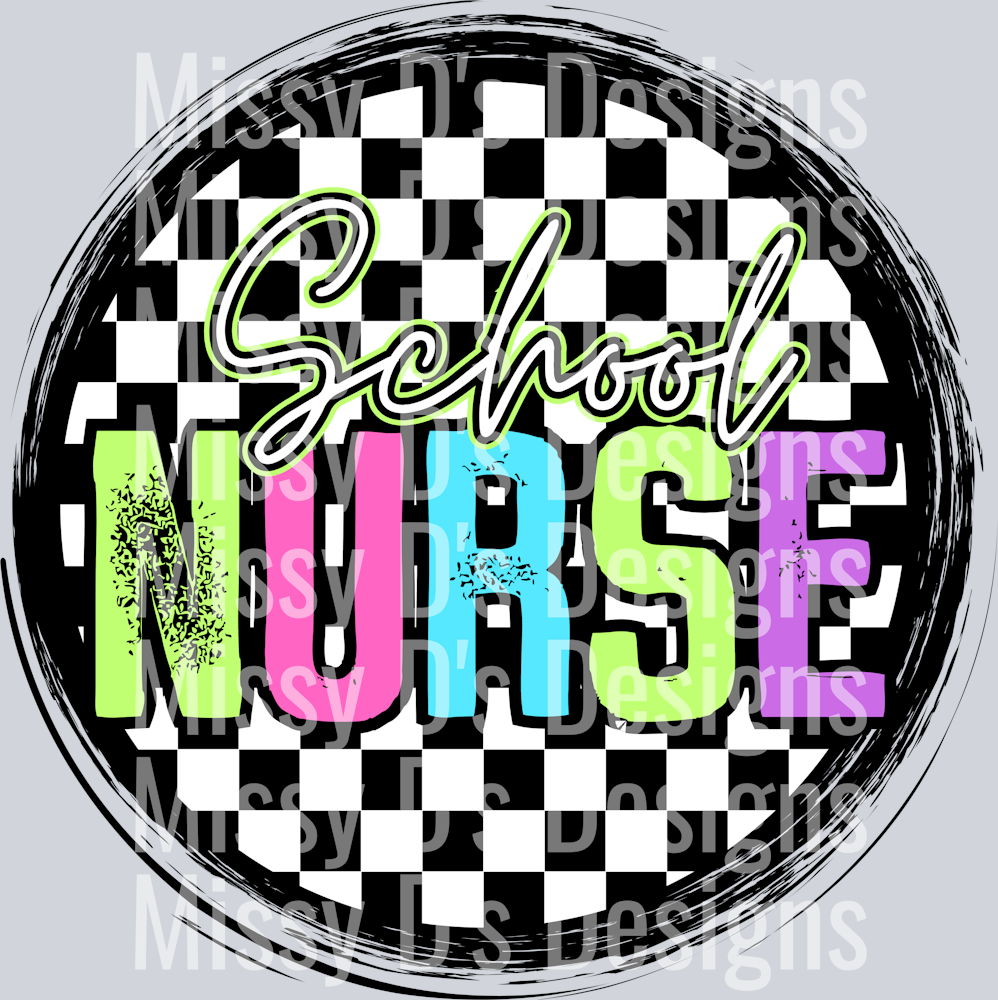 CheckeredCirclePinkSchoolNurse