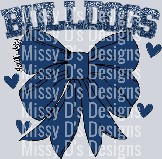 Faux Emb. Bow BULLDOGS