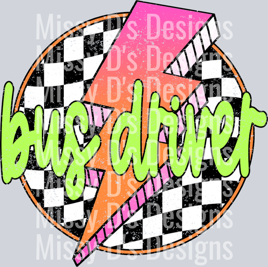 Checkered Lightning Bus Driver