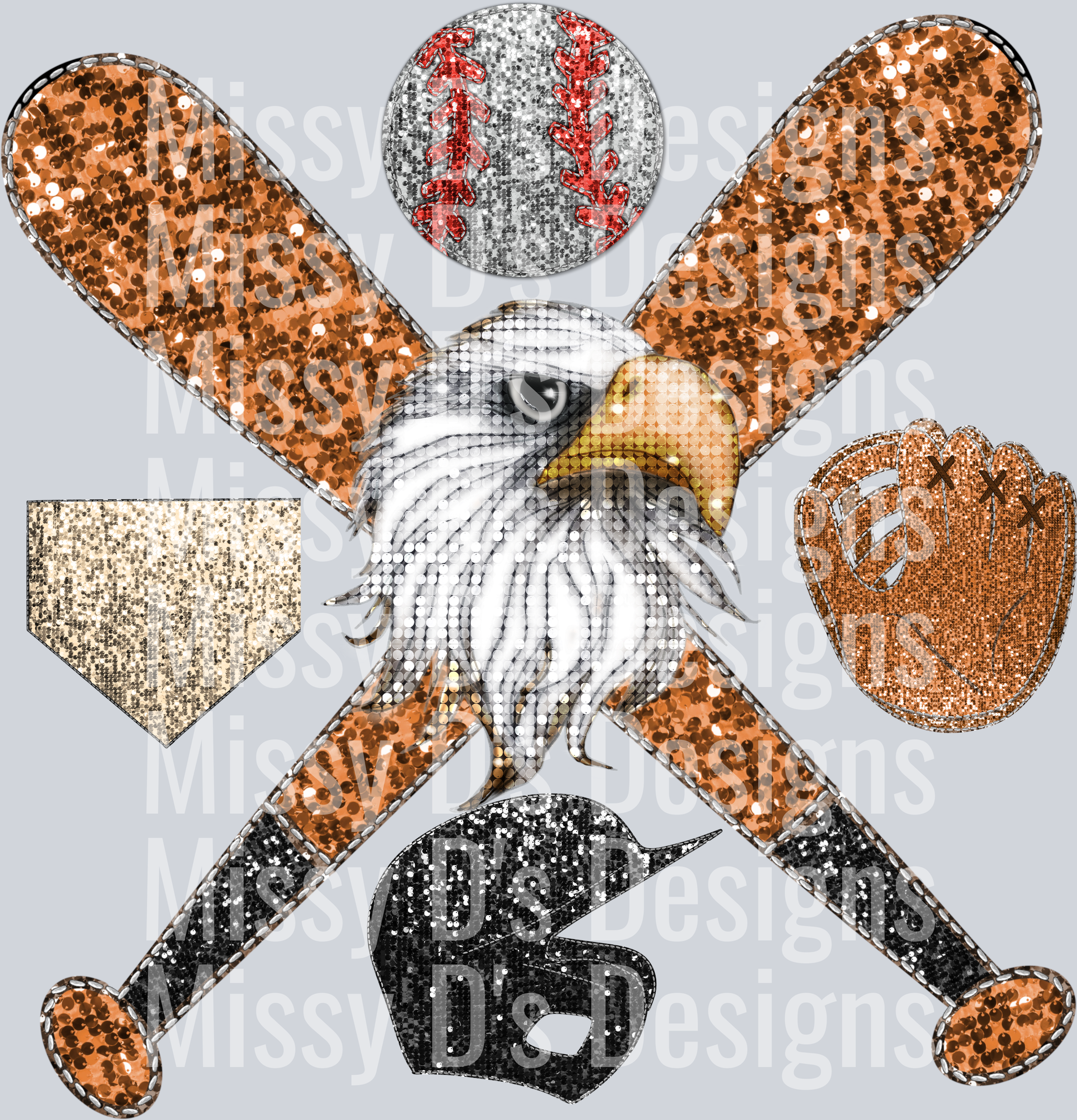baseball glitter eagle mascot