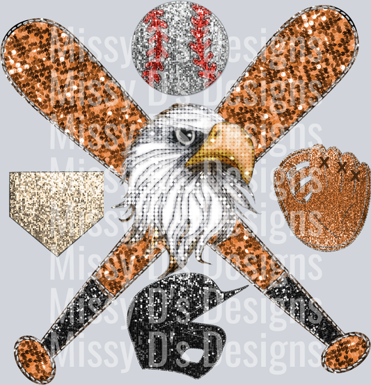 baseball glitter eagle mascot