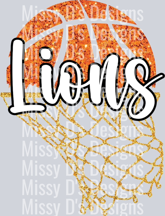 Basketball Net Faux Glitter Lions