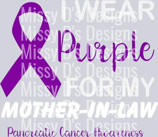 i wear purple for my mother in law pancreatic cancer awareness