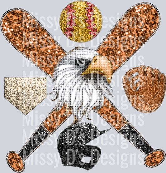 softball glitter eagle mascot
