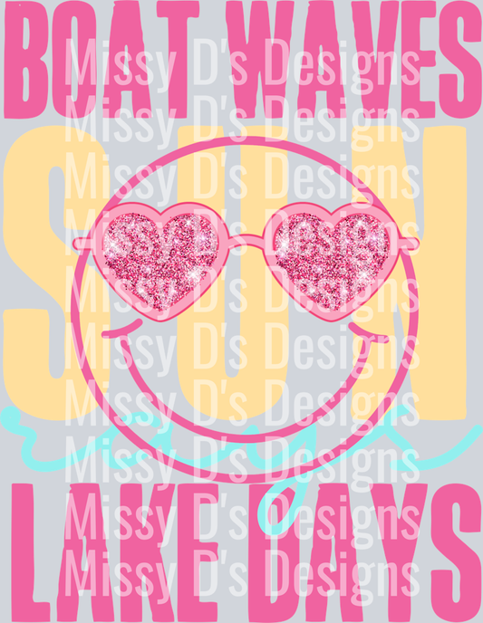boat waves sun lake days heart sunglasses