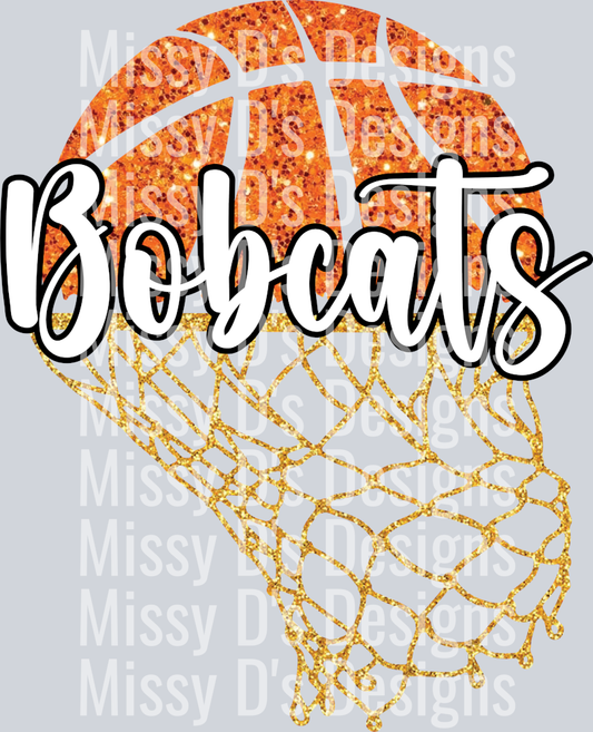 Basketball Net Faux Glitter Bobcats White