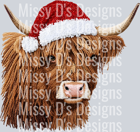 CHRISTMAS HIGHLAND COW FAUX YARN