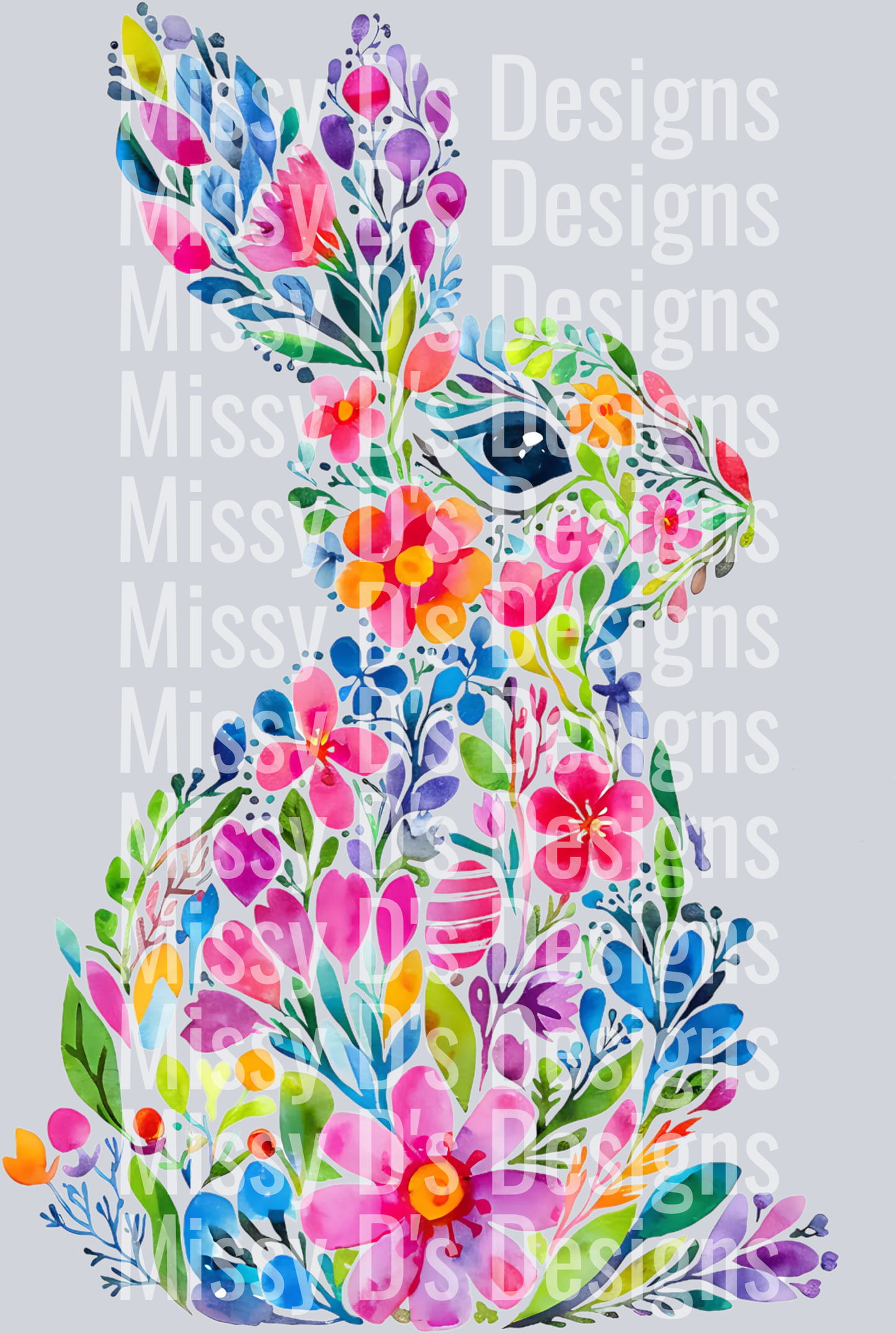 Bunny Spring PNG, Floral Easter PNG