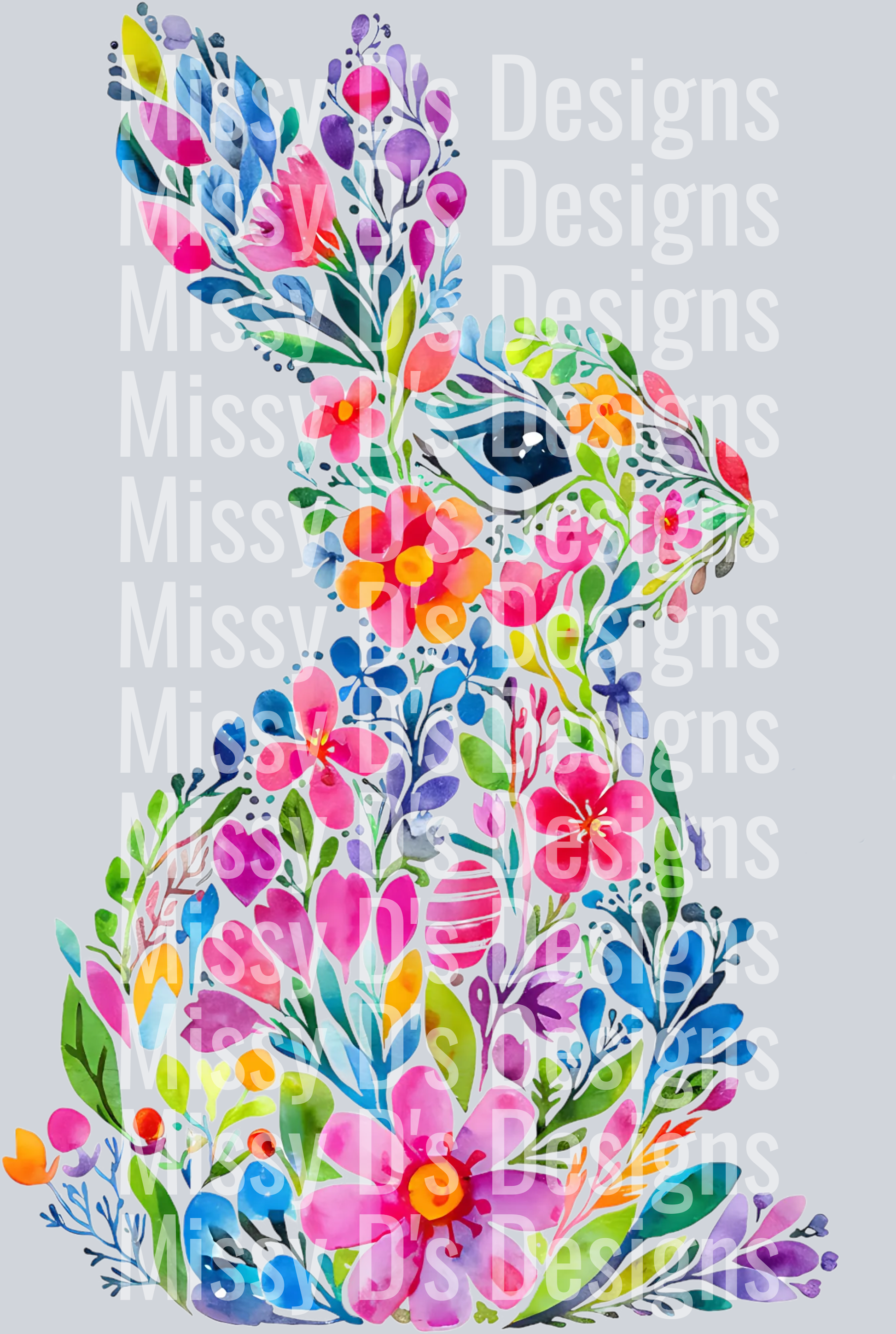Bunny Spring PNG, Floral Easter PNG