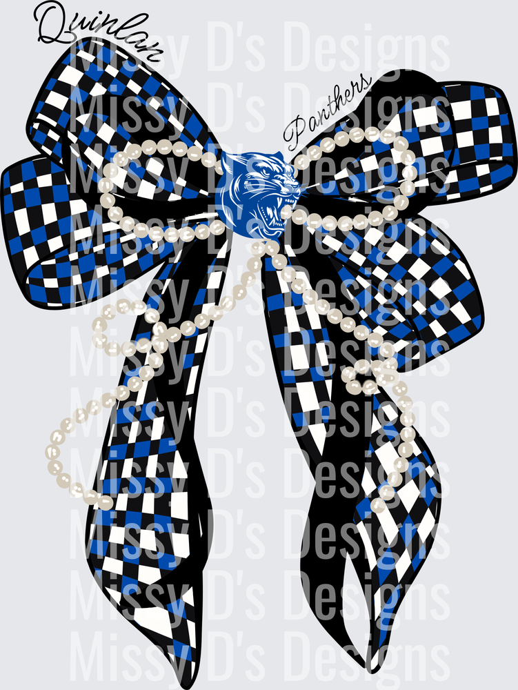 checkered preppy bow quinlan panthers