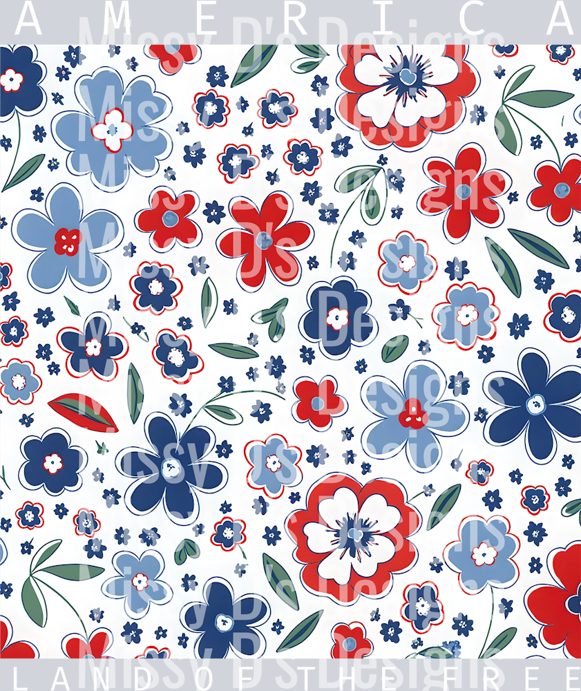 america land of the free white writing floral