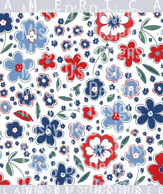 america land of the free white writing floral