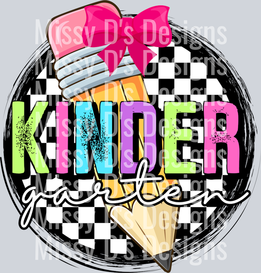 CheckeredCirclePencilBowKindergarten