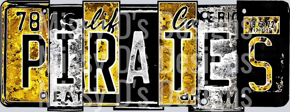 Pirates License Plate DTF Transfer