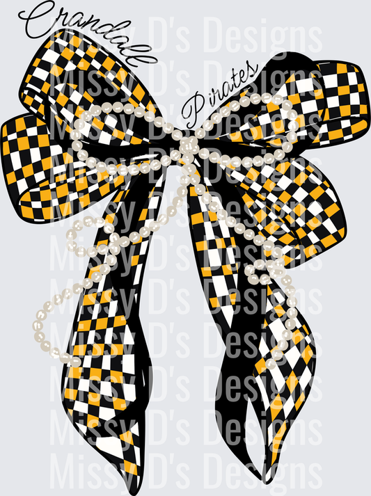 Preppy Checkered Bow Crandall Pirates