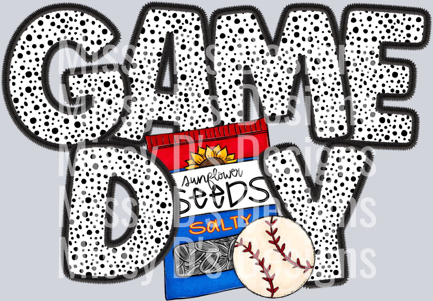 game day sunflower baseball dalmation