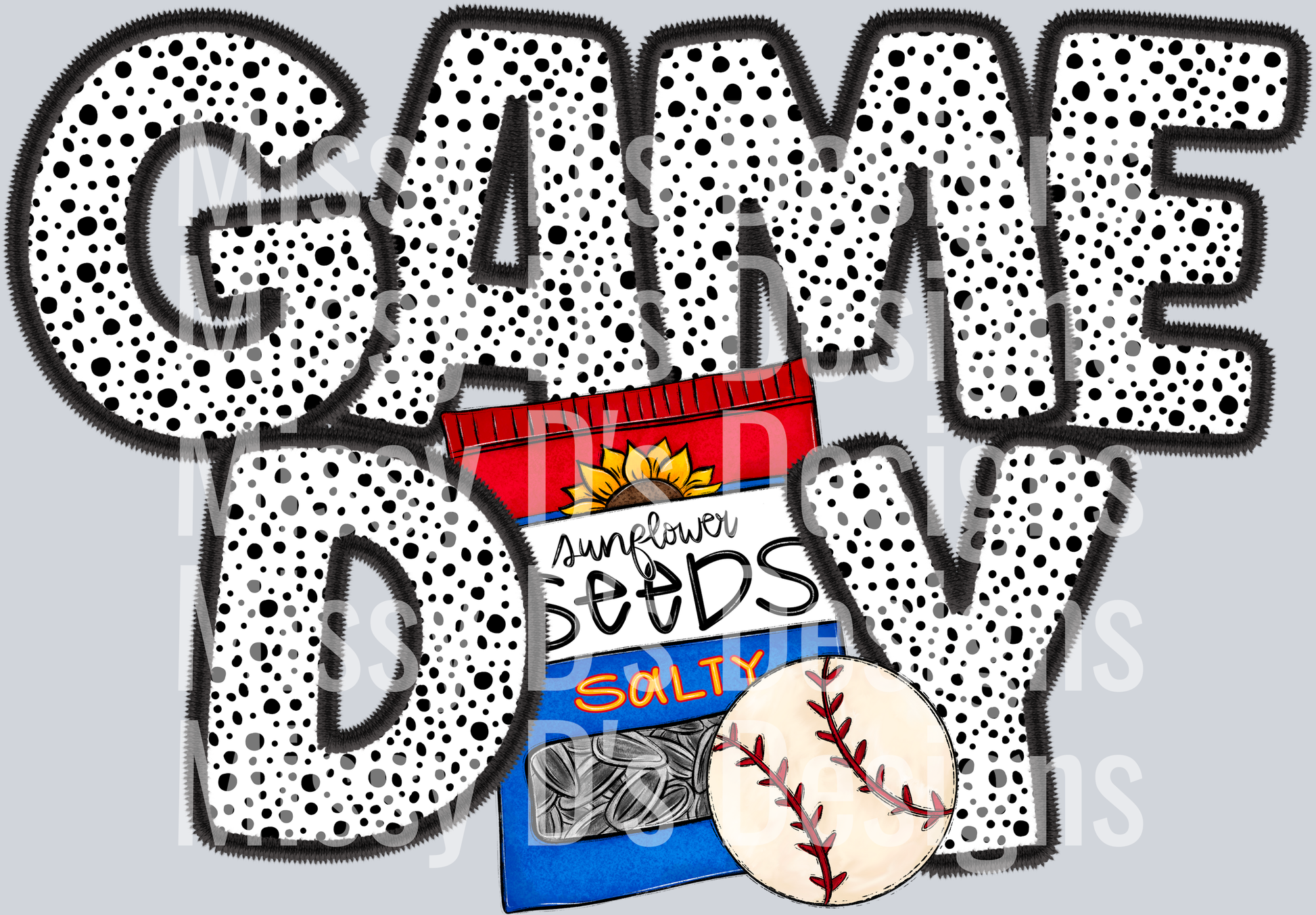 game day sunflower baseball dalmation