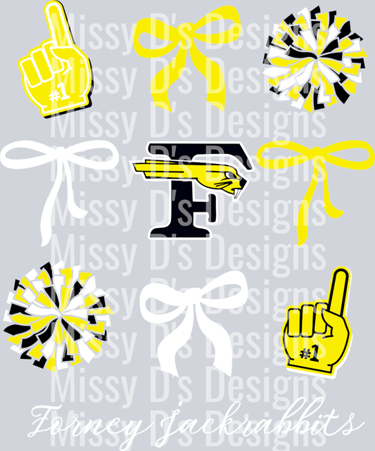 Forney Jackrabbits Coquette White Writing