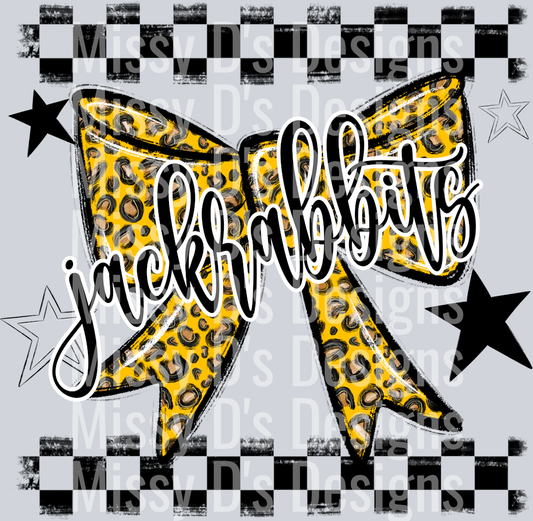 Splatter color bow jackrabbits yellow