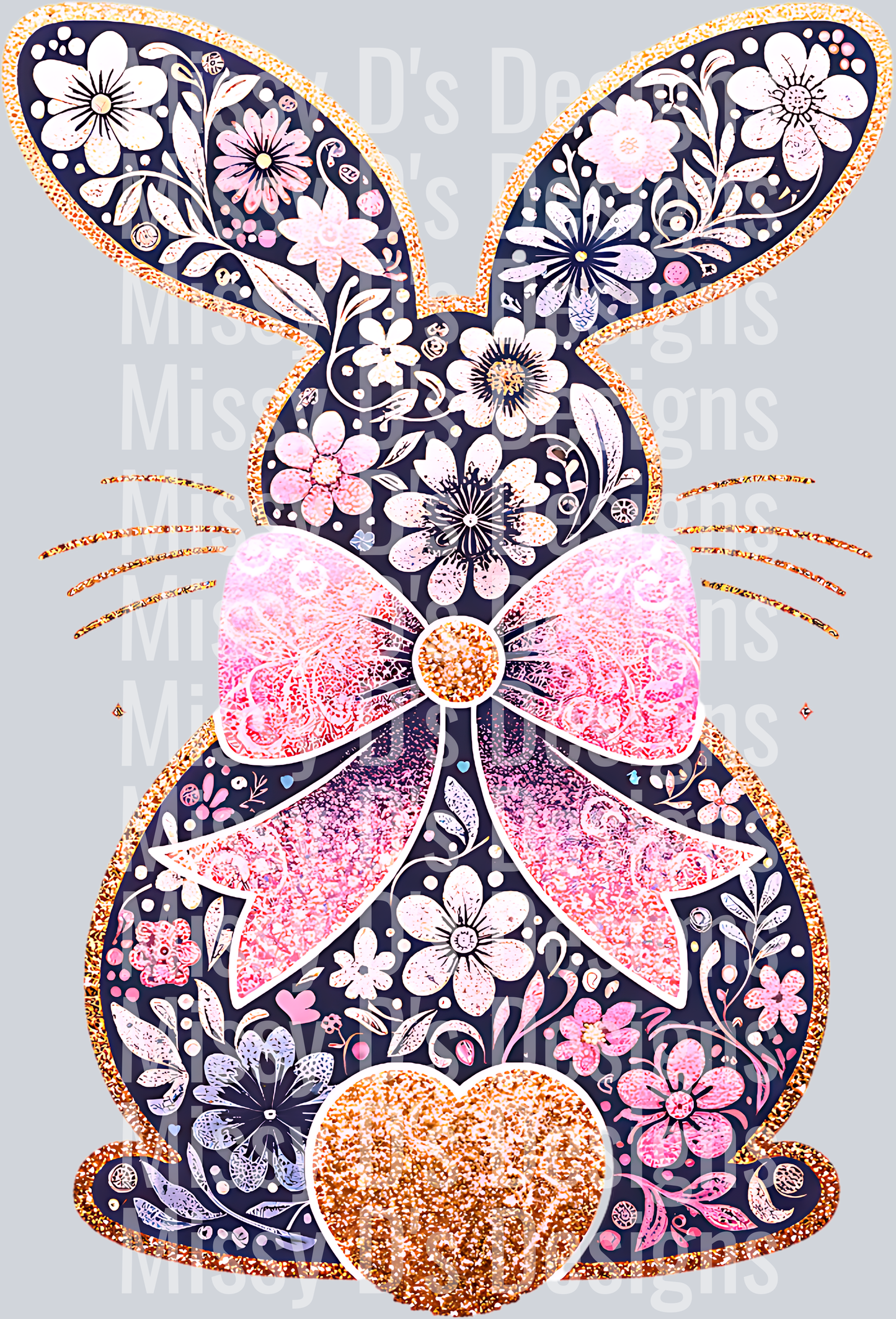 easter floral bunny gold tail