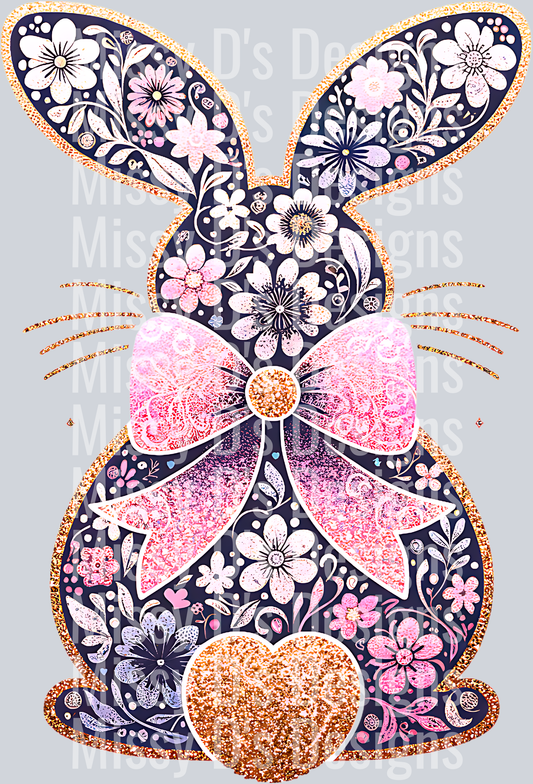 easter floral bunny gold tail