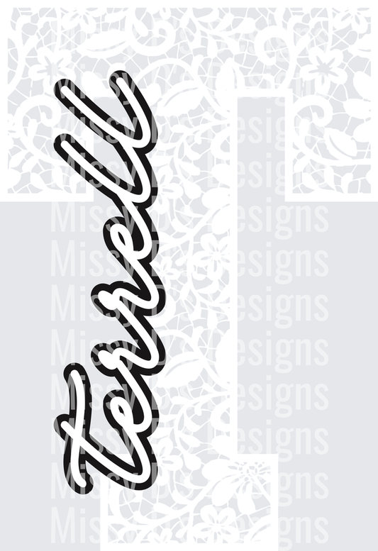 terrell Floral Lace Initial School Spirit Mascot